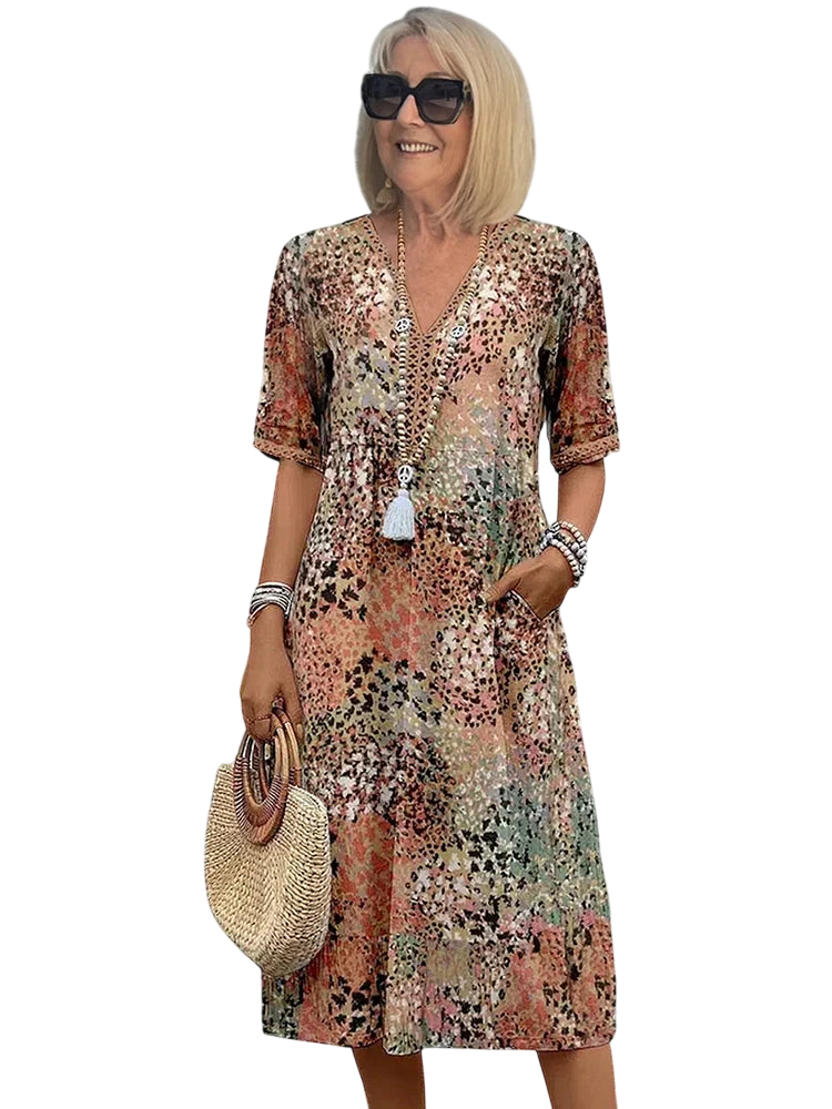 Rose - Robe mi-longue éclatante