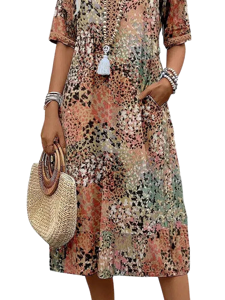 Rose - Robe mi-longue éclatante