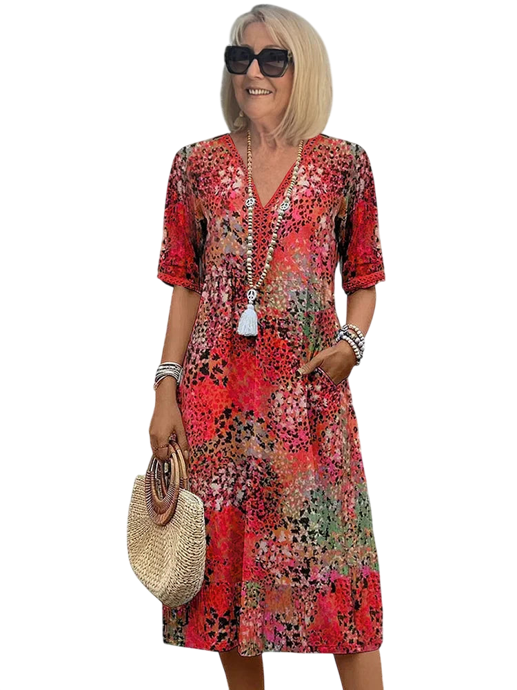 Rose - Robe mi-longue éclatante