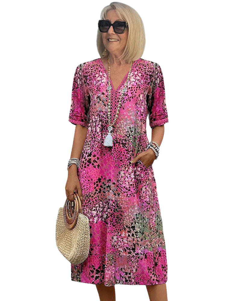 Rose - Robe mi-longue éclatante