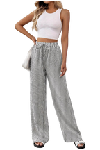 Sabrina | Pantalon Droit Léger Rayé avec Taille Ajustable