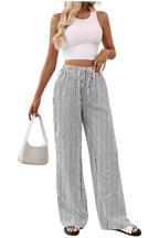 Sabrina | Pantalon Droit Léger Rayé avec Taille Ajustable