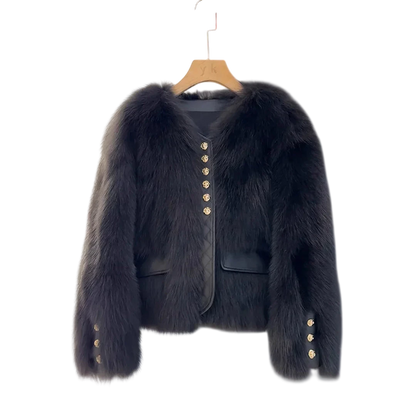 Aurelia - Short Fox Fur Effect Jacket
