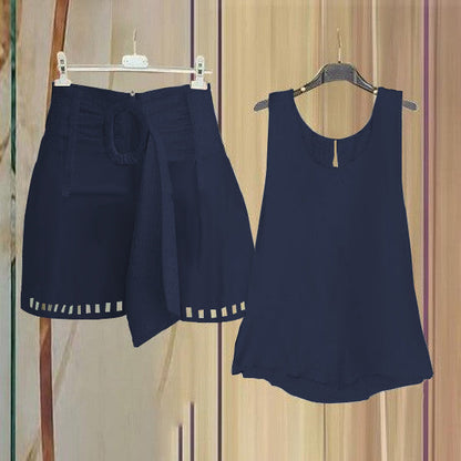 Fresh Sleeveless Green Two Piece Set