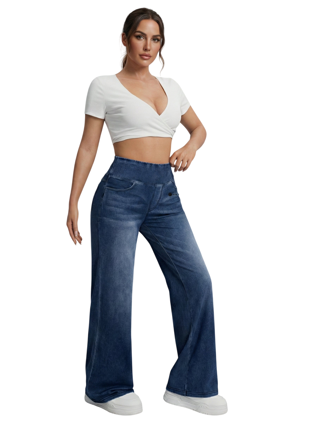 Pantalon large avec contrôle du ventre