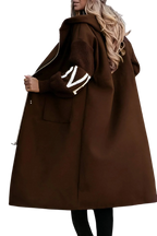 Noa - Long manteau à capuche avec manches tricotées