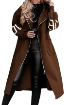 Noa - Long manteau à capuche avec manches tricotées