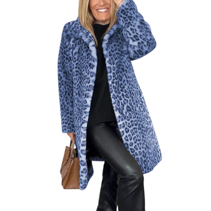 Susana - Mid-Length Coat with Leopard Print