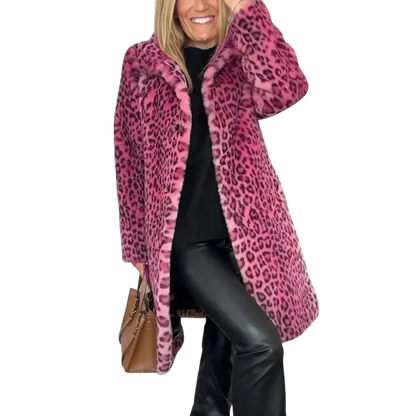 Susana - Mid-Length Coat with Leopard Print