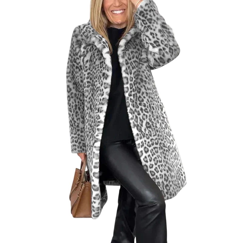 Susana - Manteau mi-long à imprimé léopard