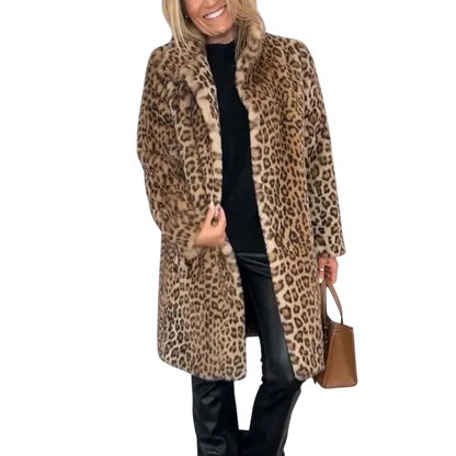 Susana - Mid-Length Coat with Leopard Print