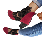 Chiara - Escarpins à dentelle florale et talon pailleté