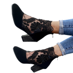 Chiara - Escarpins à dentelle florale et talon pailleté