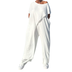 Ensemble deux pièces élégant Gabbie™ à épaules dénudées | Haut décontracté et pantalon à jambes larges