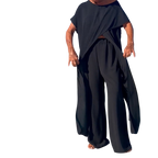 Ensemble deux pièces élégant Gabbie™ à épaules dénudées | Haut décontracté et pantalon à jambes larges