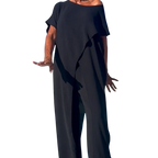 Ensemble deux pièces élégant Gabbie™ à épaules dénudées | Haut décontracté et pantalon à jambes larges