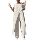 Ensemble deux pièces élégant Gabbie™ à épaules dénudées | Haut décontracté et pantalon à jambes larges