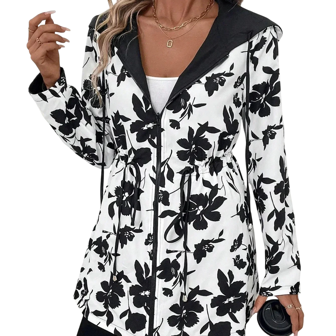 Brenda - Veste réversible avec fermeture éclair et capuche réglable