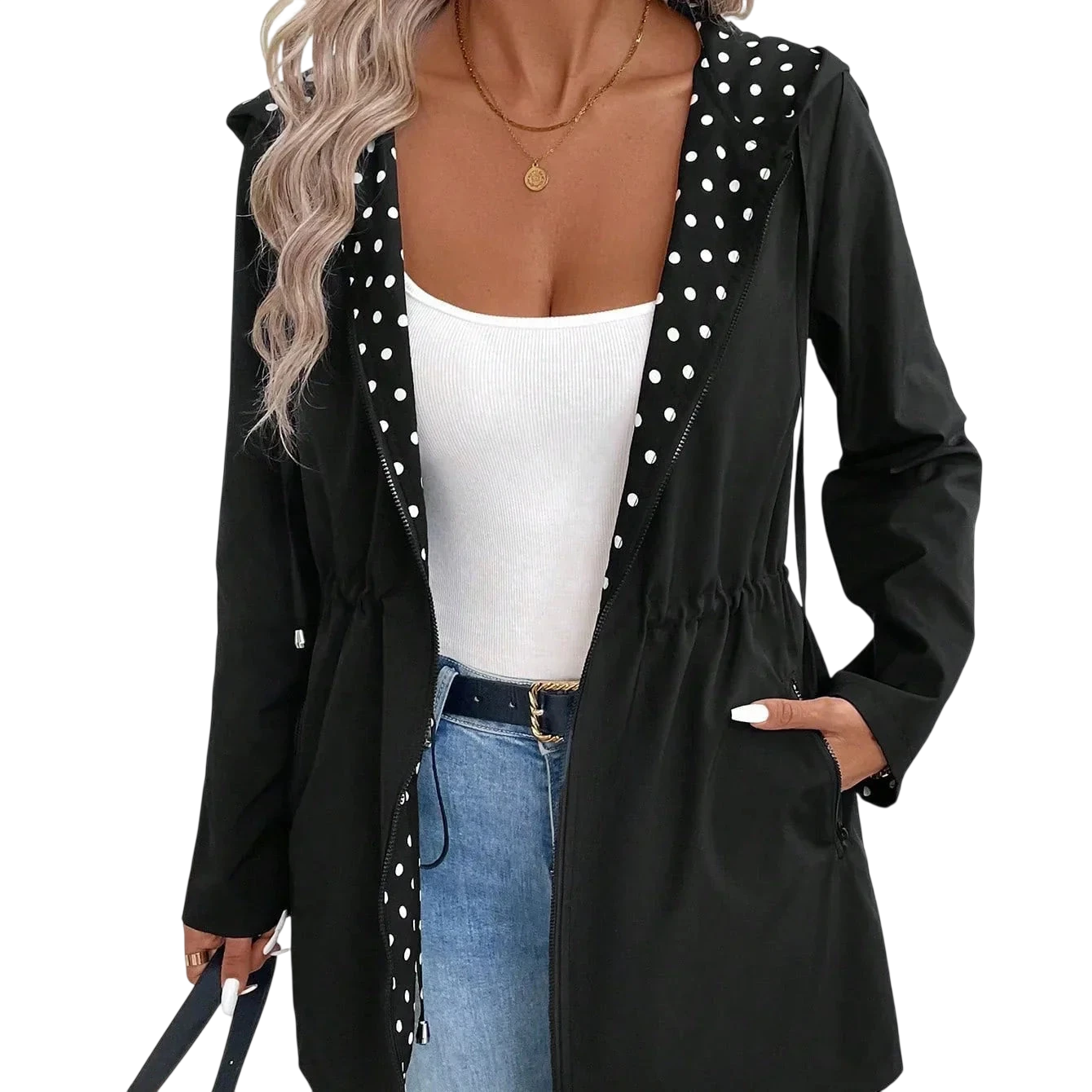 Brenda - Veste réversible avec fermeture éclair et capuche réglable