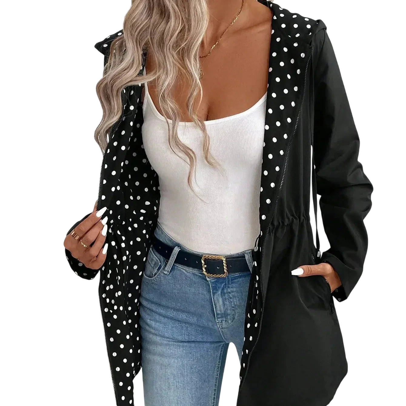 Brenda - Veste réversible avec fermeture éclair et capuche réglable