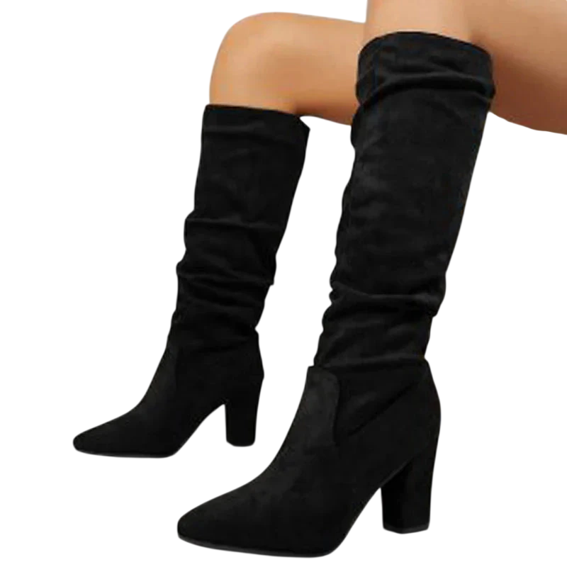 Alejandra - Bottes hautes à talon large au design élégant