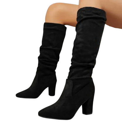 Alejandra – Wide Heel High Boots with Elegant Design