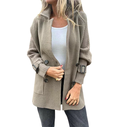 Gabriela - Women's Double-Breasted Coat with Lapel