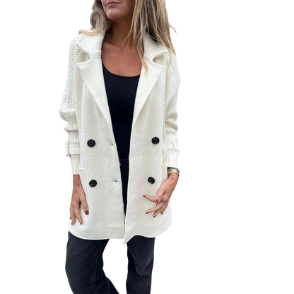 Gabriela - Women's Double-Breasted Coat with Lapel