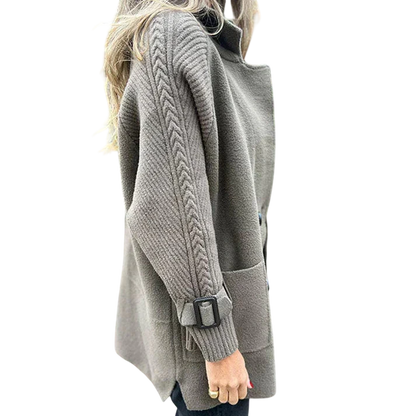 Gabriela - Women's Double-Breasted Coat with Lapel