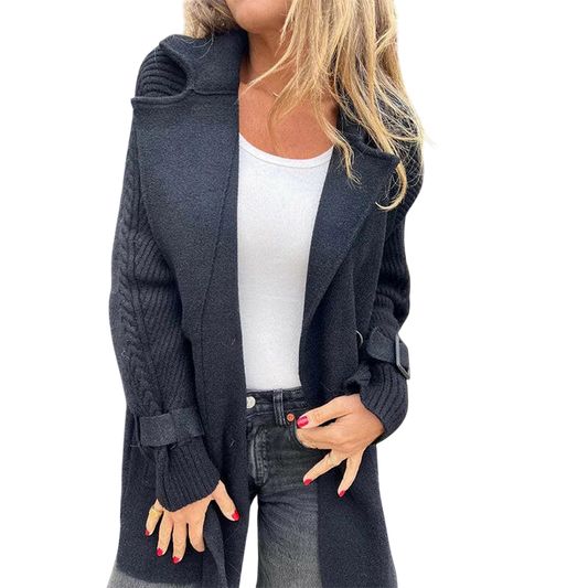 Gabriela - Women's Double-Breasted Coat with Lapel