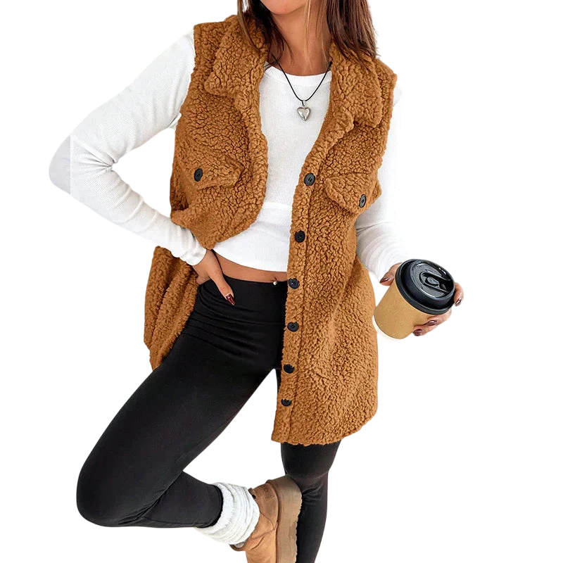 Mónica – Gilet long en peluche