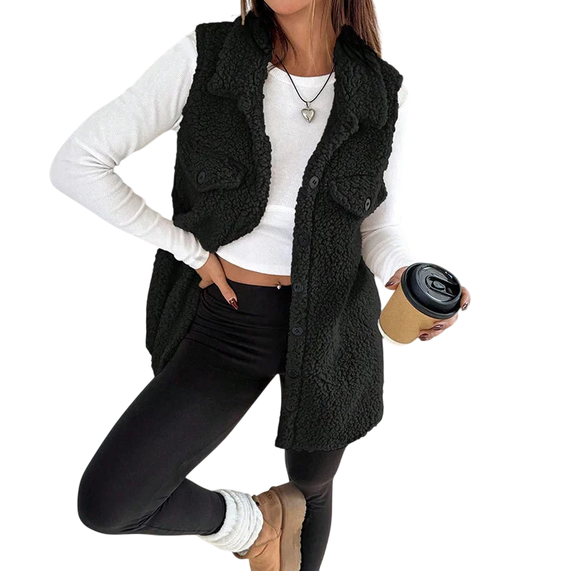 Mónica – Gilet long en peluche
