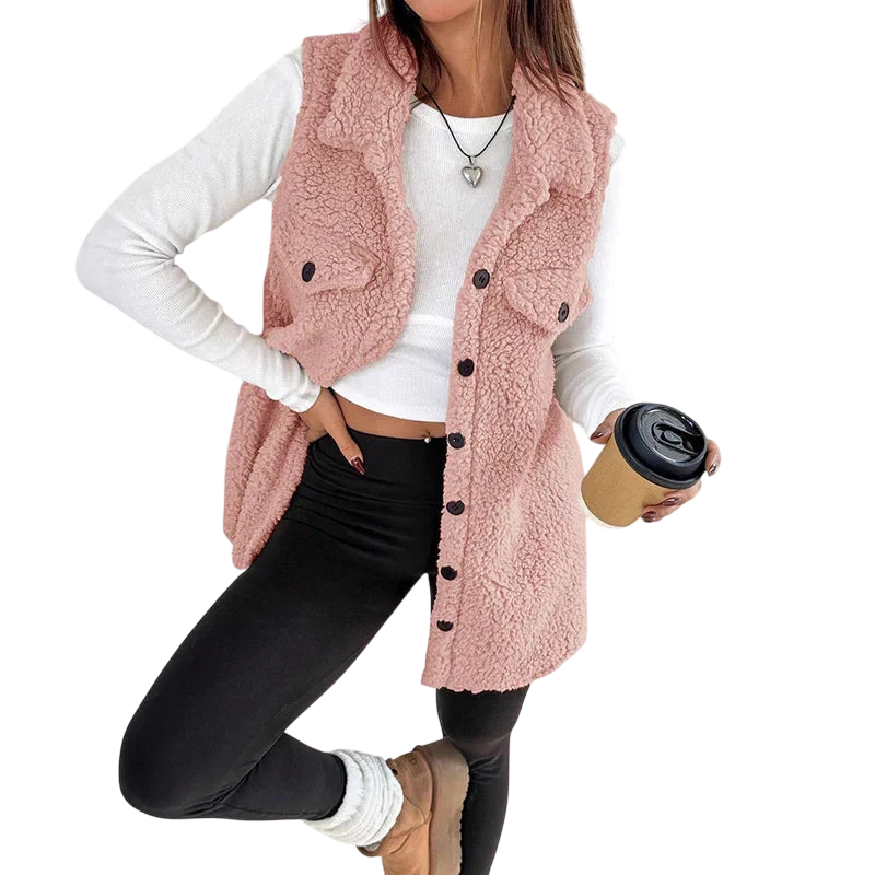 Mónica – Gilet long en peluche
