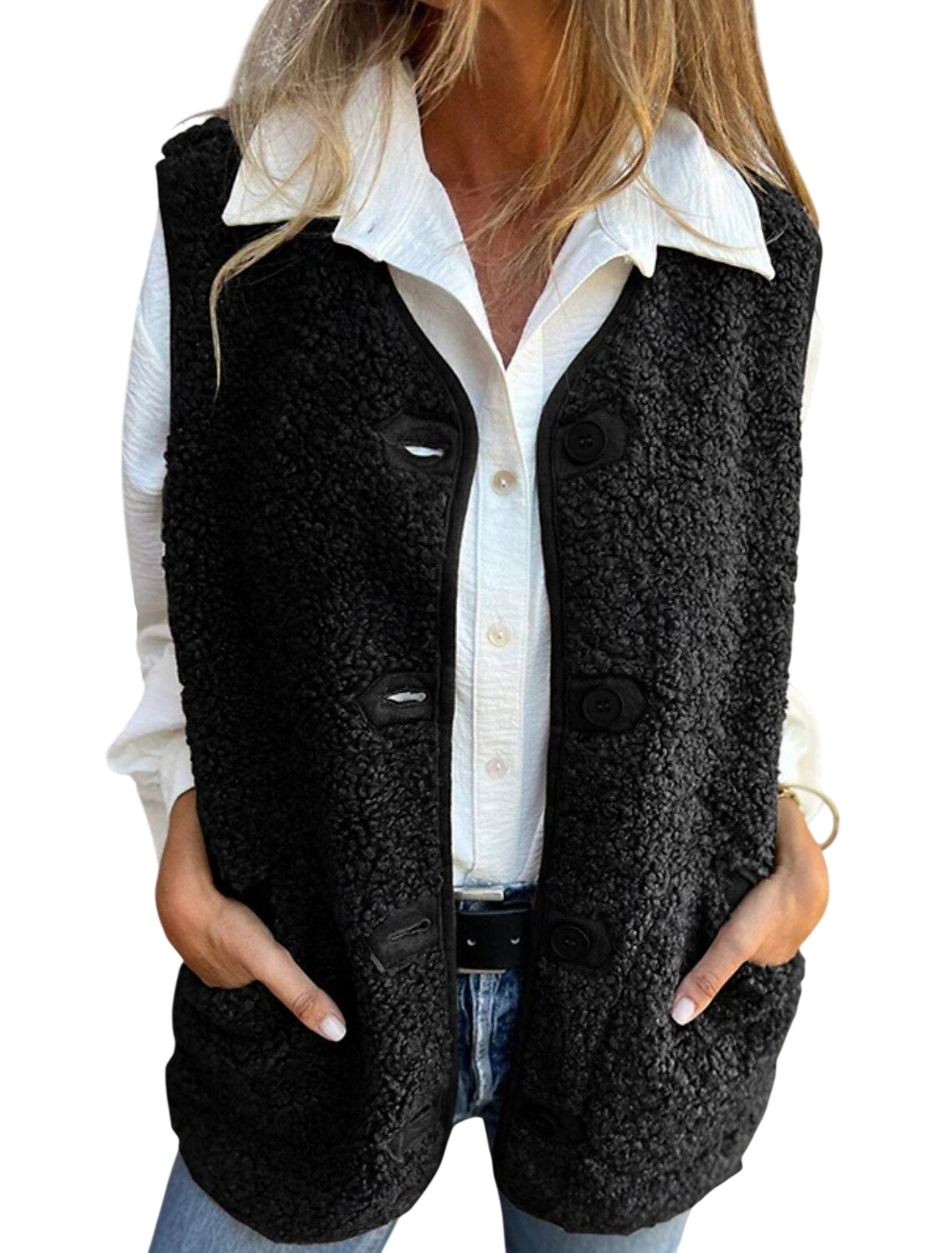 Eva - Polaire boutonnée avec poches latérales