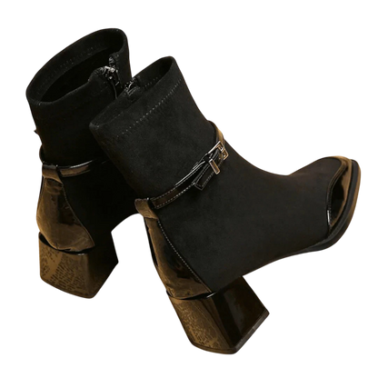 Valeria – Suede Ankle Boot with Modern Buckle