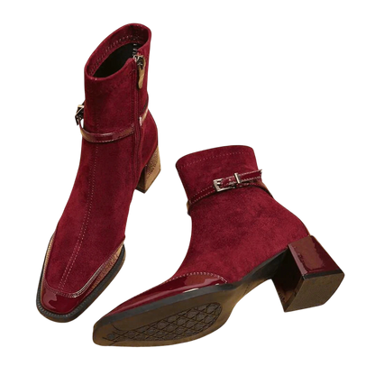Valeria – Suede Ankle Boot with Modern Buckle