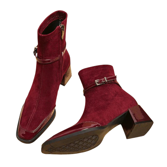 Valeria – Suede Ankle Boot with Modern Buckle